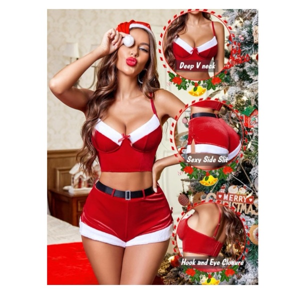 AVIDLOVE Velvet Christmas Santa Set with Christmas Hat Women’s Sz XL - Picture 4 of 11